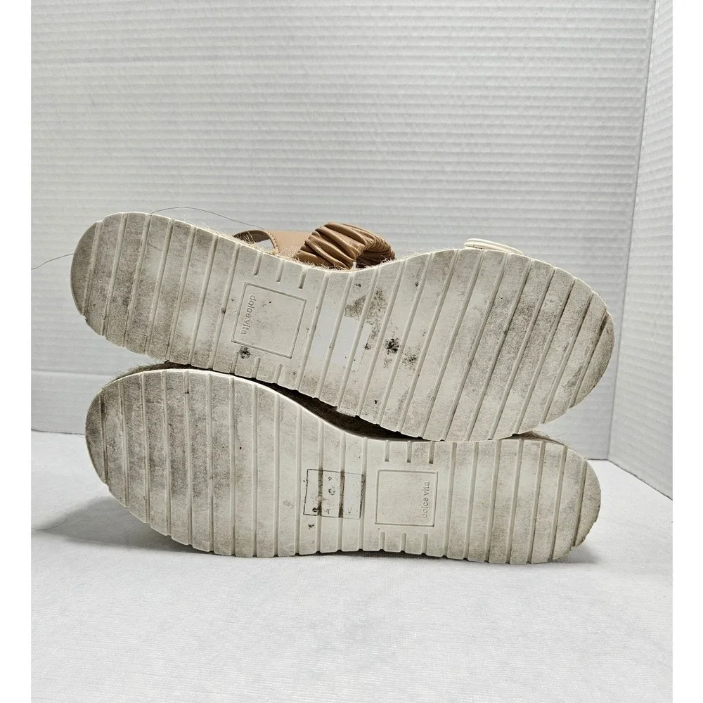 Dolce Vita Mizza Platform Espadrille Sandals Cream Tan Ruched Straps Womens 6.5M
